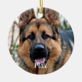 ペット記念シンプル犬フォトレインボーブリッジ セラミックオーナメント (正面)