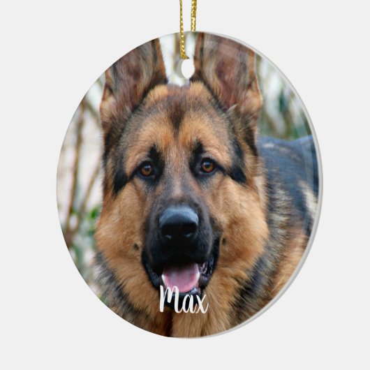 ペット記念シンプル犬フォトレインボーブリッジ セラミックオーナメント (左)