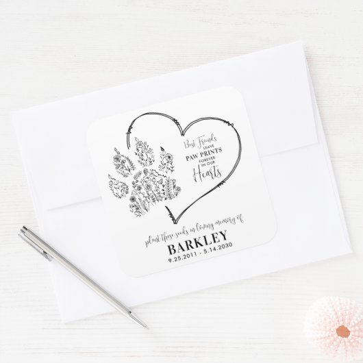 ペット記念シードパケット前輪印刷ワイルドフラワー スクエアシール (封筒)