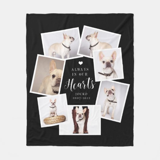 ペット記念パーソナライズされた写数々の真コラージュ フリースブランケット (正面)