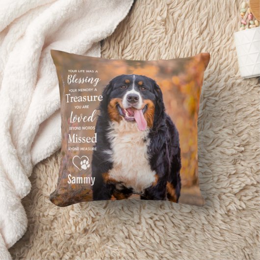 ペット記念パーソナライズされた悔やみや弔慰プレゼント犬の写真 クッション (ブランケット)