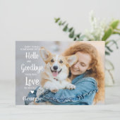 ペット記念パーソナライズされた悔やみや弔慰犬の写真 サンキューカード (スタンド正面)