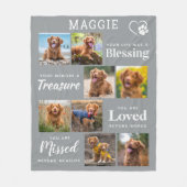 ペット記念パーソナライズされた悔やみや弔慰8フォトコラージュ フリースブランケット (正面)