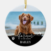 ペット記念パーソナライズされた記念2犬写真 セラミックオーナメント (正面)
