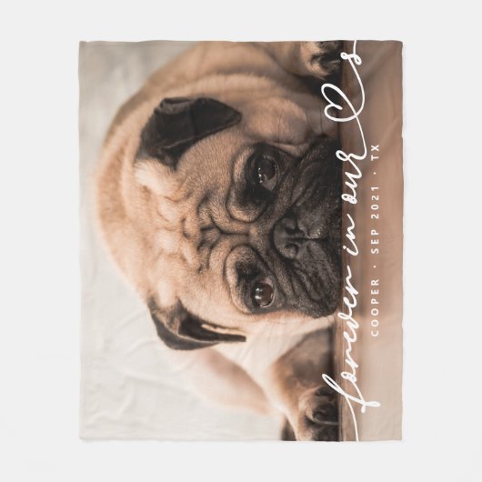 ペット記念フォーエバーハートシンプルのモダン写真 フリースブランケット (正面)
