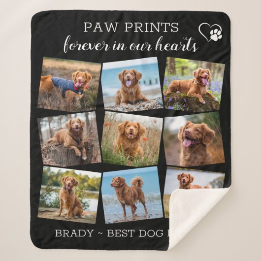 ペット記念ペットの損失9写真ユニーク犬の形見 シェルパブランケット (正面)