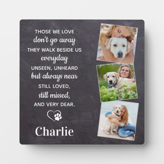 ペット記念ペットロス悔やみや弔慰ギフト3犬写真 フォトプラーク (正面)