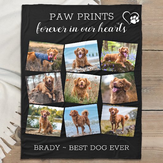 ペット記念ペットロス9枚の写真Remembrance Dog Fl フリースブランケット