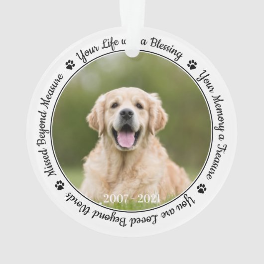 ペット記念ペット損失記念ギフトドッグフォト オーナメント (裏面)