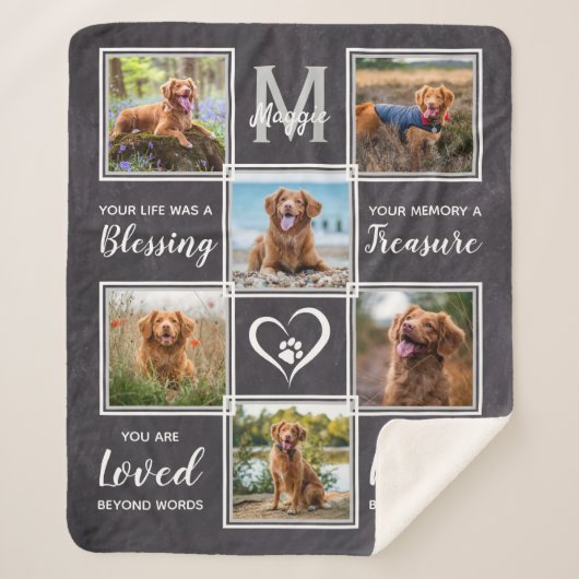 ペット記念ユニーク6写真コラージュ シェルパブランケット (正面)