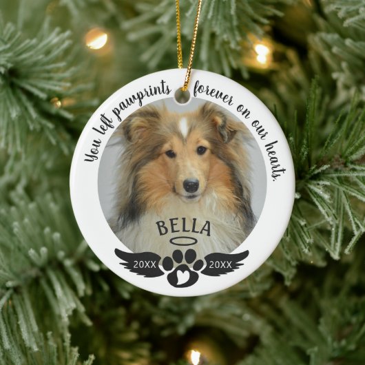 ペット記念写真のプリントハートカスタムの色 セラミックオーナメント (ツリー)