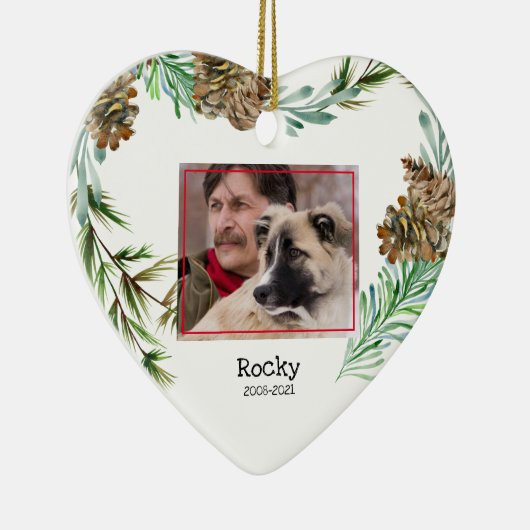 ペット記念写真クリスマスハートセラミック装飾品 セラミックオーナメント (右)