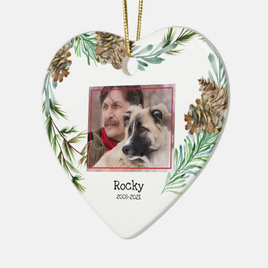 ペット記念写真クリスマスハートセラミック装飾品 セラミックオーナメント (左)