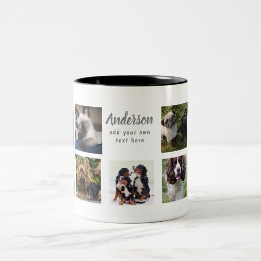 ペット記念写真コラージギフト – ADD文字 ツートーンマグカップ (中央)