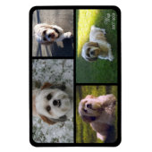 ペット記念写真コラージュ名と日付マグネット マグネット (縦)