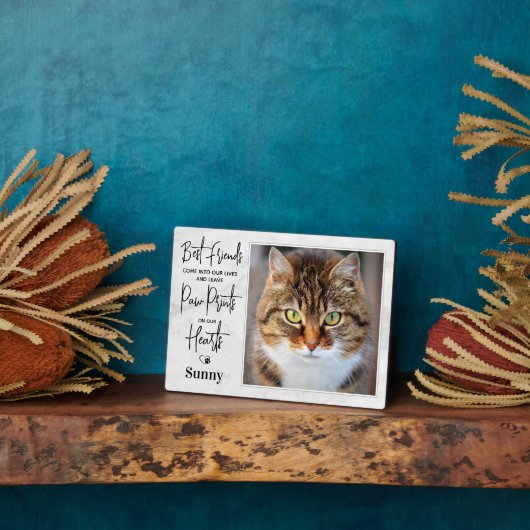 ペット記念写真パーソナライズされた猫の写真 フォトプラーク (側面)