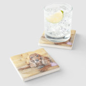 ペット記念写真パーソナライズ ストーンコースター (横)