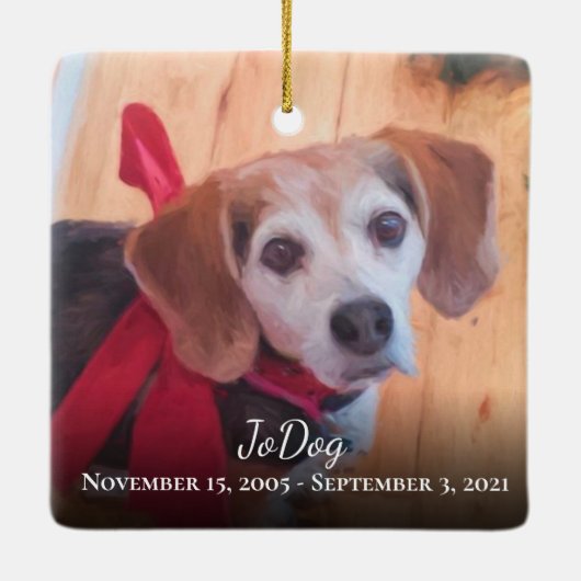 ペット記念写真2永遠に私たちのハート セラミックオーナメント (裏面)