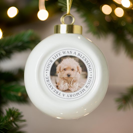 ペット記念大切な思い出エレガントシック写真 セラミックボールオーナメント