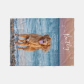 ペット記念引用文写真記念タイポグラフィハート フリースブランケット (正面(横))