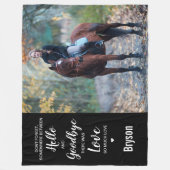 ペット記念悔やみや弔慰引用文馬写真 フリースブランケット (正面)