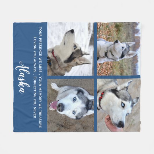 ペット記念悔やみや弔慰引用文- Pet Loss - Pet Photo フリースブランケット (正面(横))