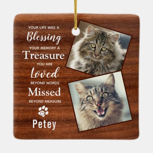 ペット記念悔やみや弔慰猫の記念撮影 セラミックオーナメント (裏面)