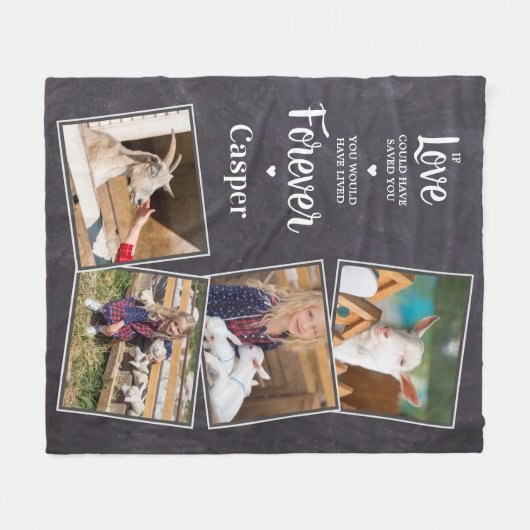 ペット記念悔やみや弔慰記念ペットロス4写真 フリースブランケット (正面(横))