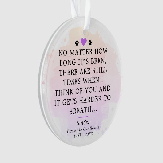 ペット記念悔やみや弔慰記念引用文写真 オーナメント (正面)