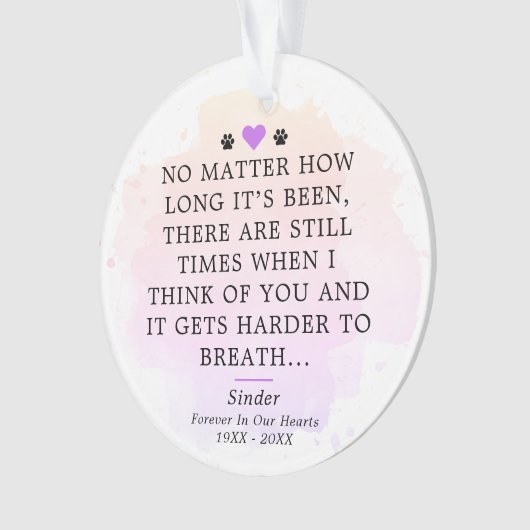 ペット記念悔やみや弔慰記念引用文写真 オーナメント (正面)