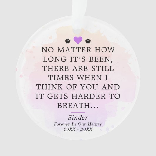 ペット記念悔やみや弔慰記念引用文写真 オーナメント (正面)