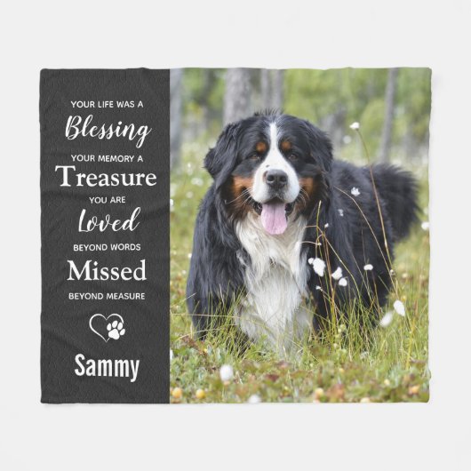 ペット記念悔やみや弔慰記念撮影ドッグ フリースブランケット (正面(横))