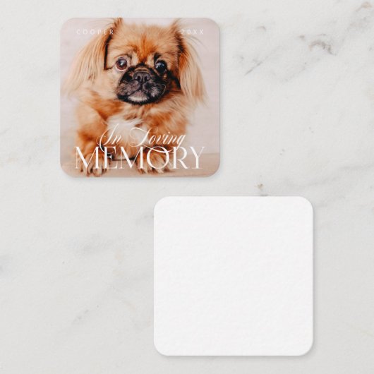 ペット記念愛思い出シンプルモダン写真 スクエア名刺 (正面/裏面)
