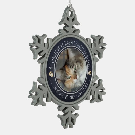 ペット記念撮影1枚 スノーフレークピューターオーナメント (左)