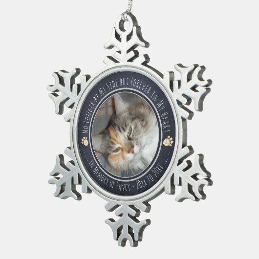 ペット記念撮影1枚 スノーフレークピューターオーナメント (右)