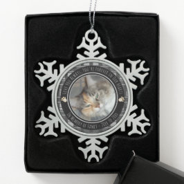 ペット記念撮影1枚 スノーフレークピューターオーナメント