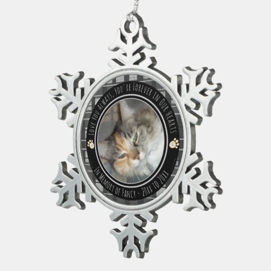 ペット記念撮影1枚 スノーフレークピューターオーナメント (右)