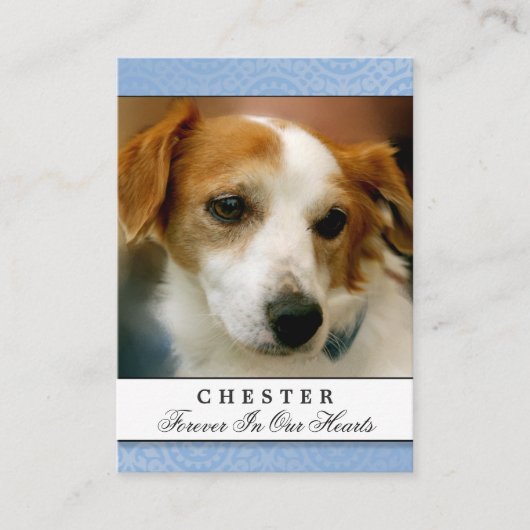 ペット記念文字淡青色に満ちた詩 名刺 (正面)