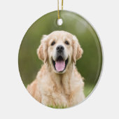 ペット記念犬の写真レッドバッファロープレイドペットロス セラミックオーナメント (左)