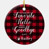 ペット記念犬の写真レッドバッファロープレイドペットロス セラミックオーナメント (裏面)