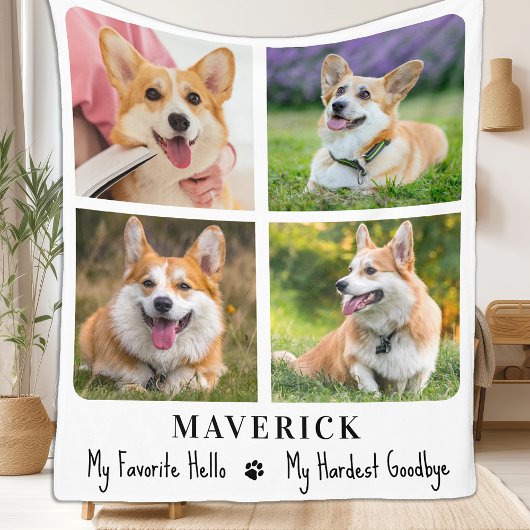 ペット記念犬の思い出パーソナライズされた4写真 フリースブランケット