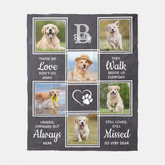 ペット記念犬キープサケ悔やみや弔慰引用文ペットロス フリースブランケット (正面)