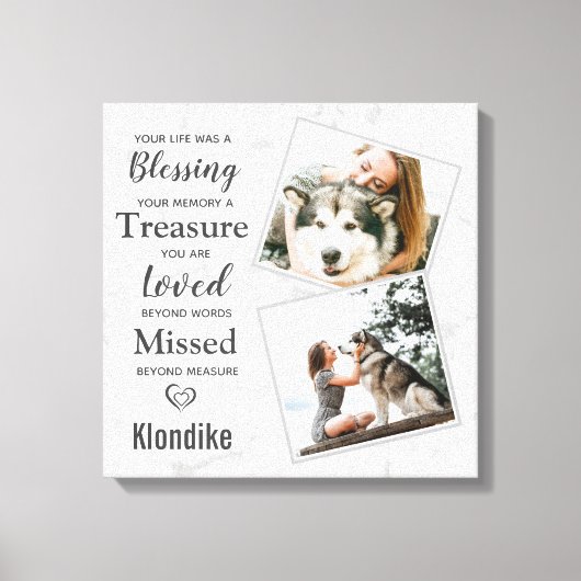 ペット記念犬フォトコラージュ キャンバスプリント (正面)