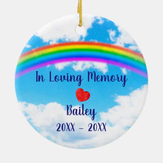 ペット記念犬フォトレインボーブリッジ セラミックオーナメント (裏面)
