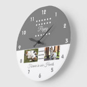 ペット記念猫グレー白の写真を追加 ラージ壁時計 (傾斜)