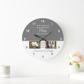 ペット記念猫グレー白の写真を追加 ラージ壁時計 (ホーム)