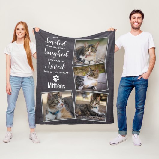 ペット記念猫写真コラージュ フリースブランケット (インサイチュ)