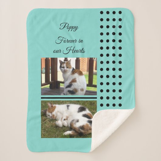 ペット記念猫造幣局と黒の追加の写真 シェルパブランケット (正面)