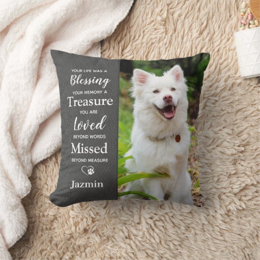 ペット記念碑引用文犬の写真 クッション (ブランケット)