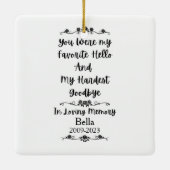 ペット記念碑/写真の追加とパーソナライズ セラミックオーナメント (裏面)